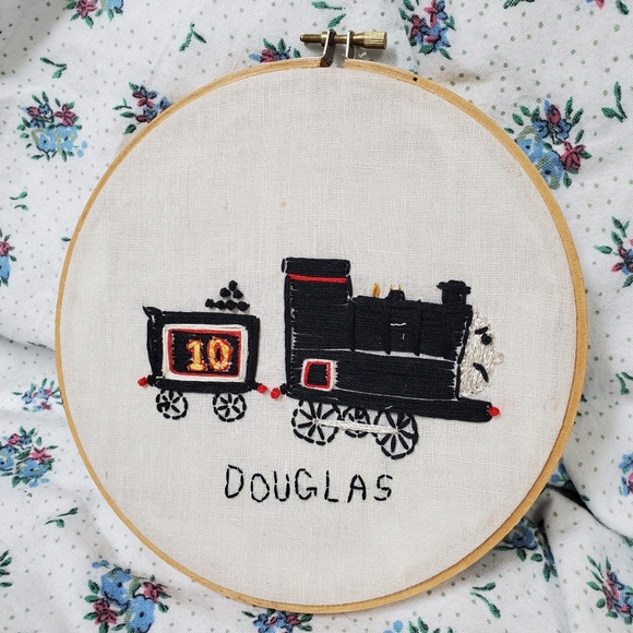 Handmade Thomas the Tank Engine Trains Embroidery Embroidered Hoop Wall Decor - Picture 6 of 12